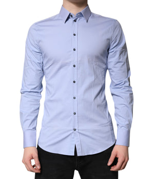 Dolce &amp; Gabbana Light Blue Cotton SICILIA Dress Formal Shirt