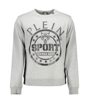 Plein Sport Gray Cotton Mens Sweater