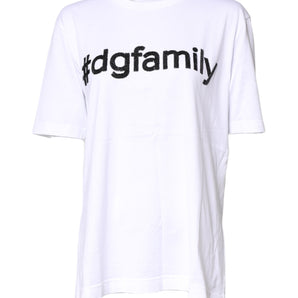 Dolce & Gabbana White #DGFamily Print Cotton Crew Neck T-shirt