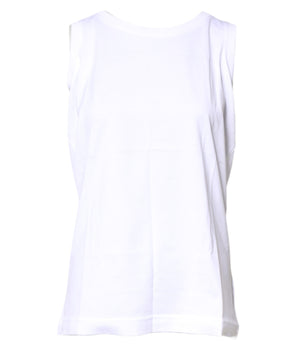 Dolce &amp; Gabbana Camiseta sin mangas de algodón blanca con cuello redondo