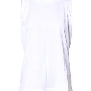 Dolce & Gabbana White Cotton Sleeveless Crew Neck T-shirt