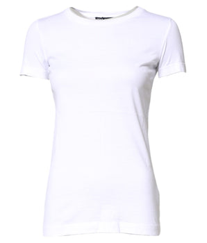 Dolce & Gabbana White Cotton Crew Neck Short Sleeves T-shirt