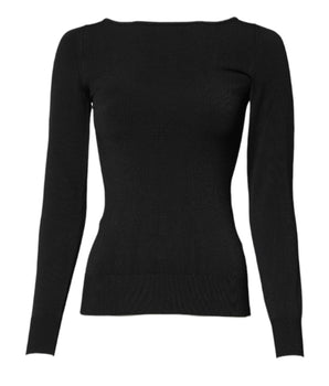 Top tipo jersey de manga larga de viscosa negra de Dolce &amp; Gabbana