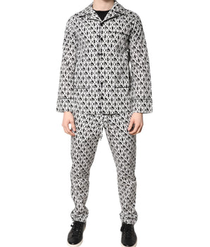 Dolce &amp; Gabbana Black White DG Print Cotton Pajama Set Sleepwear