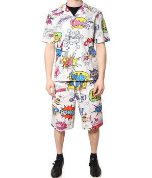 Dolce &amp; Gabbana White Cartoon Print Cotton Men Pajama Set Sleepwear