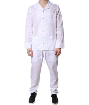 Dolce &amp; Gabbana White Cotton Shirt Pants Pajama Set Sleepwear