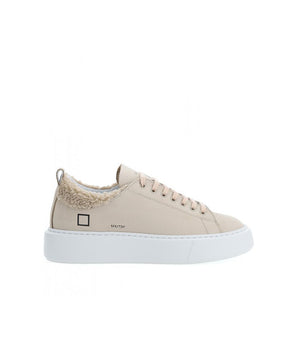 D.A.T.E Beige Leather Sneaker