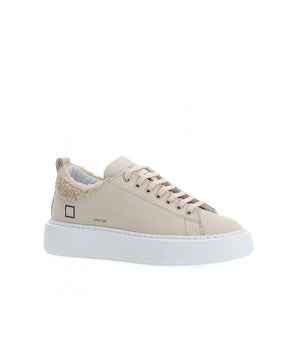 D.A.T.E Beige Leather Sneaker