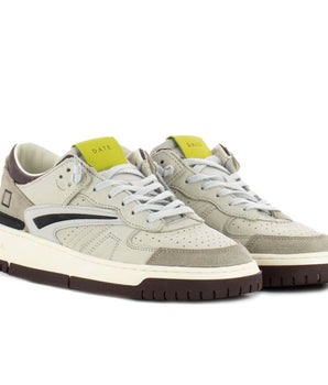 D.A.T.E Beige Leather Sneaker