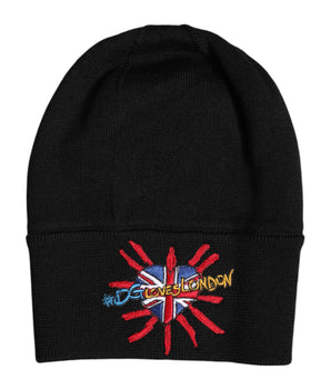 Dolce &amp; Gabbana Black #DGLOVESLONDON Knitted Beanie Hat