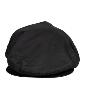 Dolce &amp; Gabbana Black Cotton Newsboy Capello Cabbie Hat