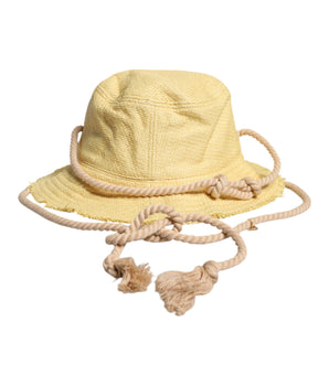 Dolce & Gabbana Yellow Cotton Wide Brim Bucket