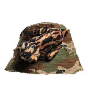 Dolce & Gabbana Multicolor Leopard Embellish Wide Brim Bucket Hat