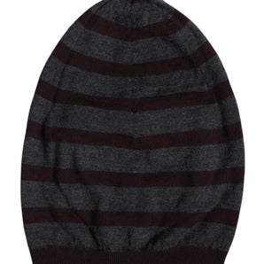 Dolce & Gabbana Gray Striped Wool Knitted Winter Beanie Hat