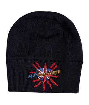 Dolce &amp; Gabbana Black Wool #DGLovesLondon Winter Beanie Hat