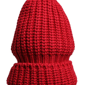 Dolce &amp; Gabbana Red Solid Wool Knitted Winter Beanie Hat