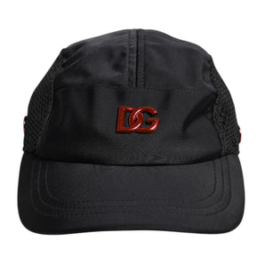 Dolce & Gabbana Black Nylon DG Logo 6 Panels Baseball Cap