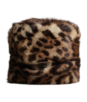 Dolce & Gabbana Brown Leopard Faux Fur Women Bucket Hat