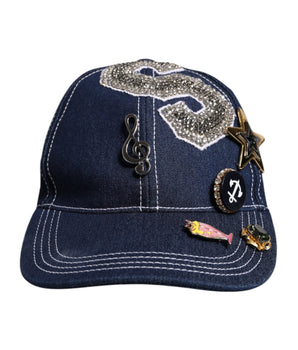 Gorra de béisbol con adornos de cristal azul de Dolce &amp; Gabbana
