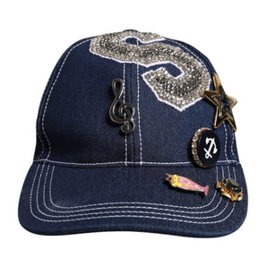 Gorra de béisbol con adornos de cristal azul de Dolce &amp; Gabbana