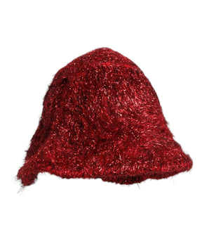 Dolce & Gabbana Red Viscose Tinsel Wide Brim Bucket Hat