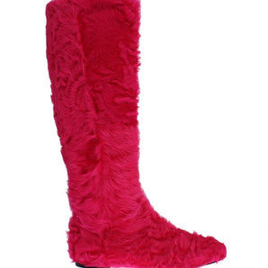 Dolce & Gabbana Elegant Pink Lambskin Fur Boots Dolce & Gabbana 