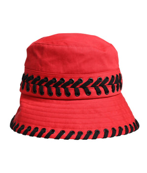 Sombrero de pescador de ala ancha de poliéster con encaje rojo de Dolce &amp; Gabbana