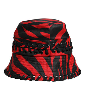 Sombrero de pescador de ala ancha de poliéster con rayas rojas y negras de Dolce &amp; Gabbana