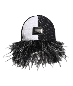 Gorra de béisbol Dolce &amp; Gabbana con plumas de lunares blancos y negros