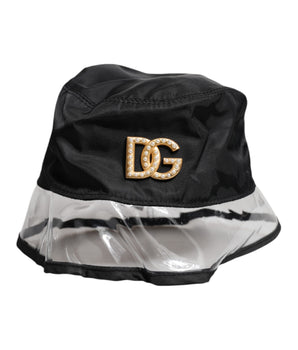 Dolce & Gabbana Black Nylon PVC DG Logo Bucket Hat