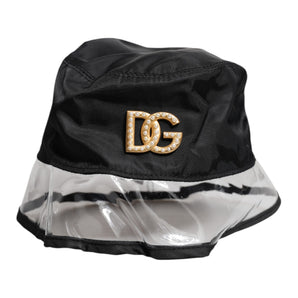 Dolce &amp; Gabbana Black Nylon PVC DG Logo Bucket Hat