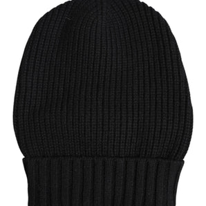 Dolce & Gabbana Black Cashmere Knitted Winter Beanie Hat