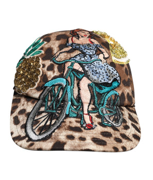 Gorra de béisbol Sicilia con lentejuelas de leopardo marrón de Dolce &amp; Gabbana