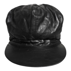 Dolce & Gabbana Black Calf Newsboy Capello Cabbie Hat