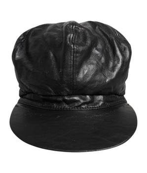 Dolce & Gabbana Black Calf Newsboy Capello Cabbie Hat