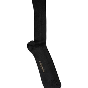 Dolce &amp; Gabbana Black Cotton DG Logo Mid Calf Men Socks