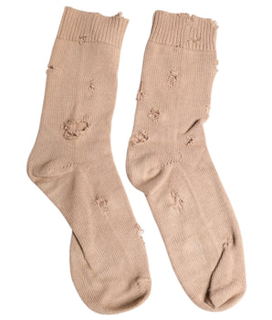 Dolce &amp; Gabbana Beige Solid Stretch Mid Calf Men Socks