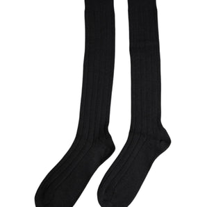 Dolce &amp; Gabbana Black DG Logo Print Over The Calf Socks