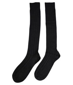 Dolce &amp; Gabbana Black DG Logo Print Over The Calf Socks