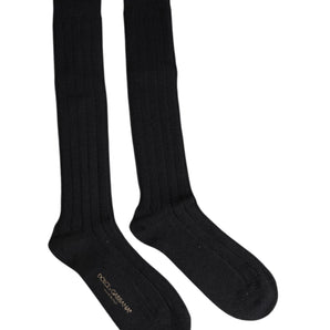 Dolce &amp; Gabbana Black DG Logo Print Over The Calf Socks