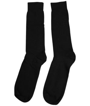 Dolce &amp; Gabbana Black Solid Cotton Mid Calf Men Socks
