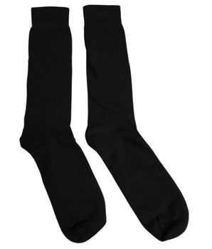 Dolce &amp; Gabbana Black Solid Cotton Mid Calf Men Socks