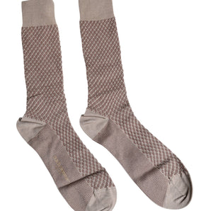 Dolce &amp; Gabbana Brown Solid DG Logo Mid Calf Men Socks