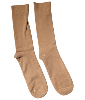Dolce &amp; Gabbana Brown Solid Cotton Mid Calf Men Socks