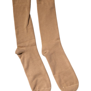 Dolce &amp; Gabbana Brown Solid Cotton Mid Calf Men Socks