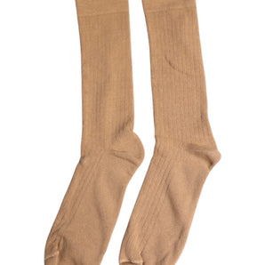 Dolce &amp; Gabbana Brown Solid Cotton Mid Calf Men Socks