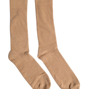Dolce &amp; Gabbana Brown Solid Cotton Mid Calf Men Socks