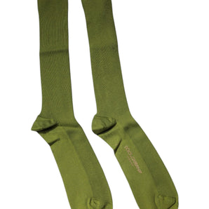 Dolce &amp; Gabbana Green Cotton Logo Over The Calf Socks