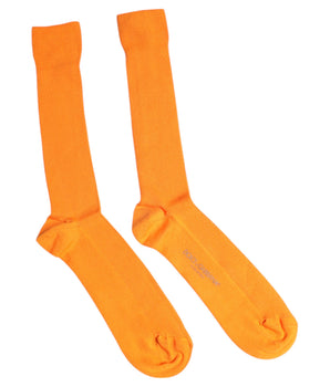 Dolce &amp; Gabbana Orange Cotton Logo Over The Calf Socks
