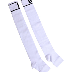 Dolce &amp; Gabbana White Cotton DG Logo Print Open Toe Socks